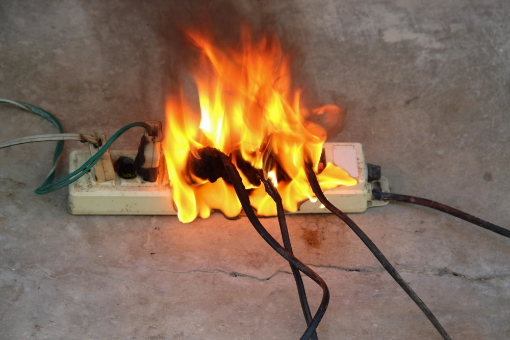 surge protector on fire